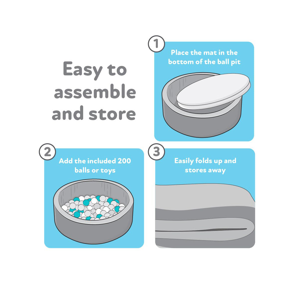 Kids' Ball Pit for Home with 200 Balls | Aqua (G743)
