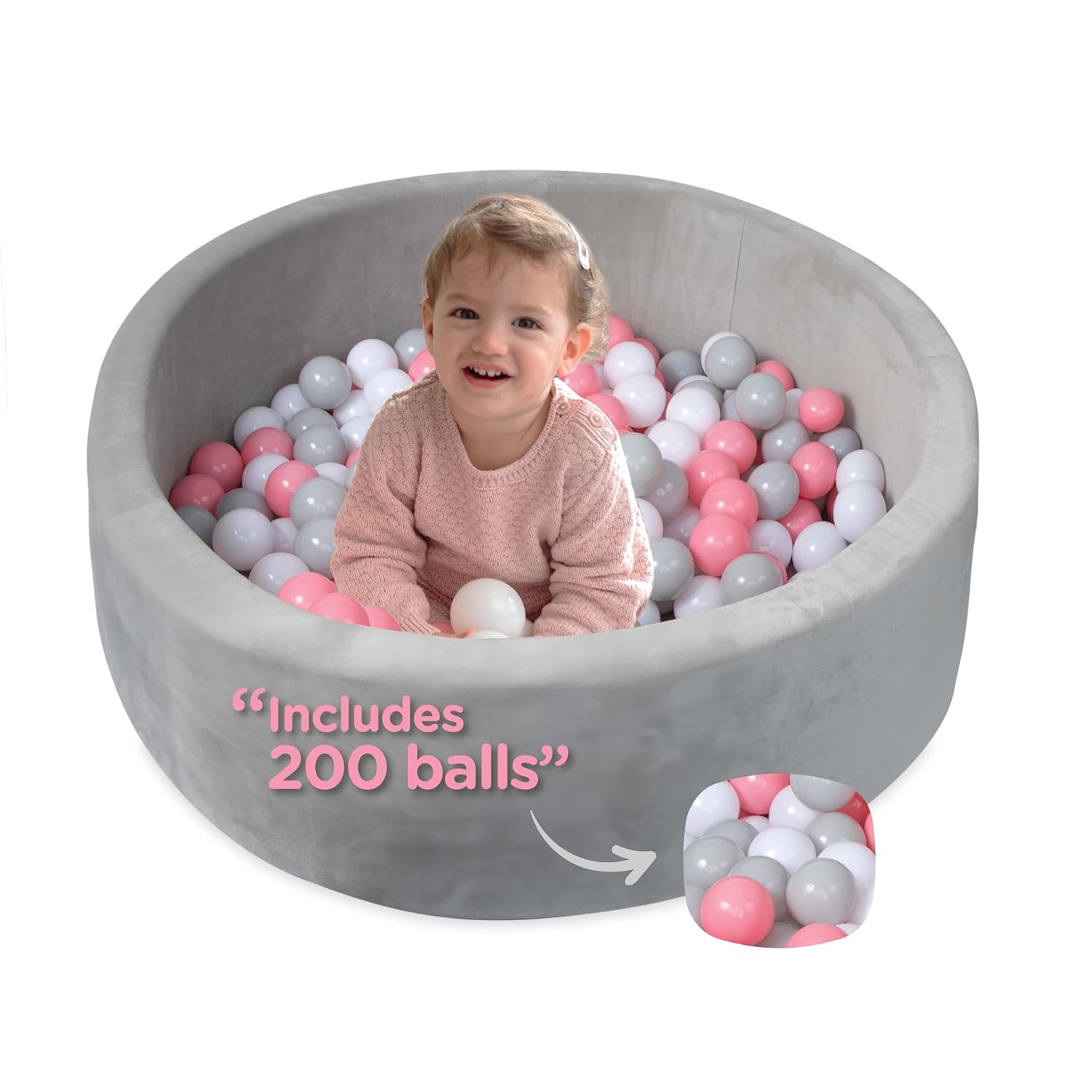 Kids' Ball Pit for Home with 200 Balls | Pink (PFYL)