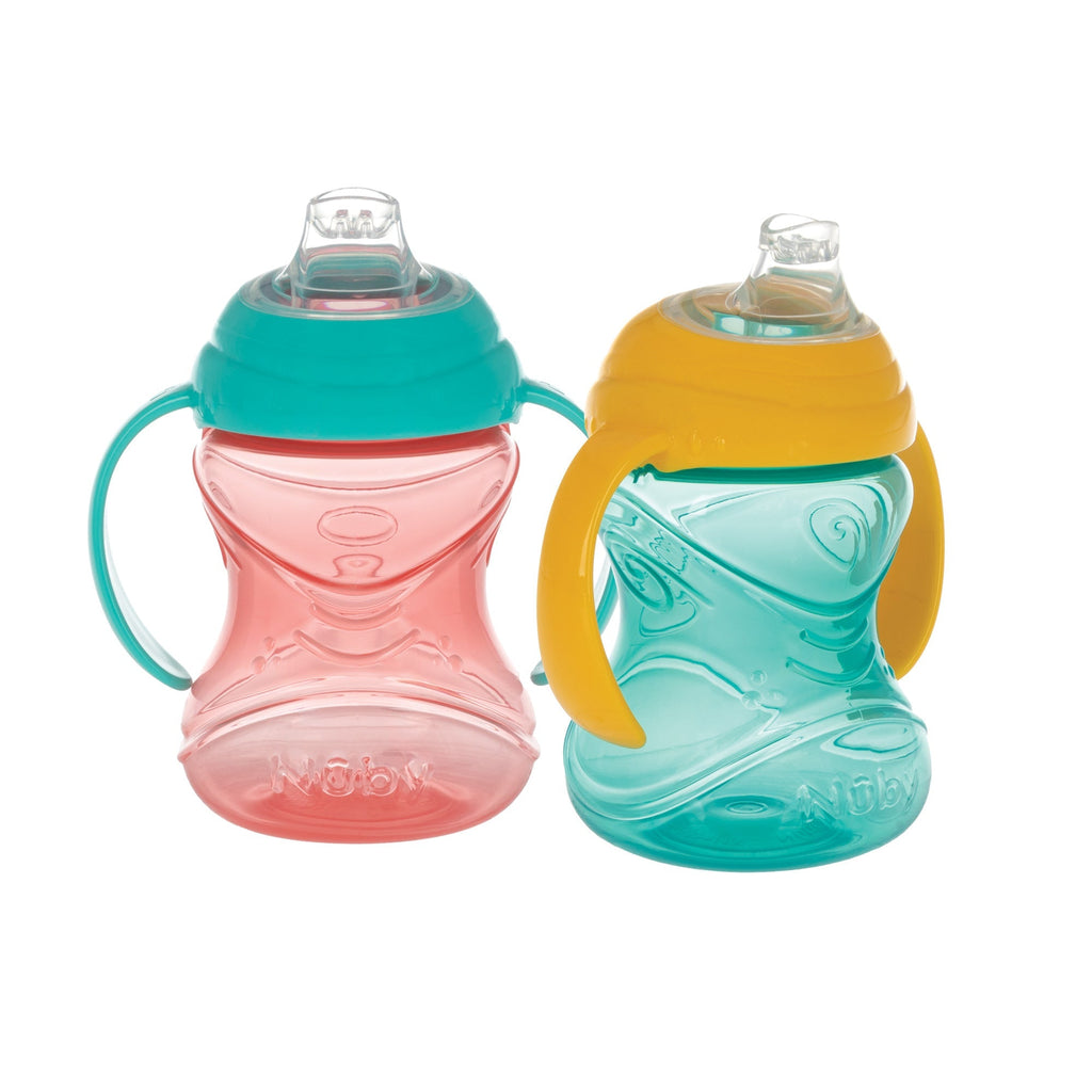 Clik-It Soft Spout Grip N' Sip Trainer Cup (2 Pack) | Aqua/Yellow (BV09)