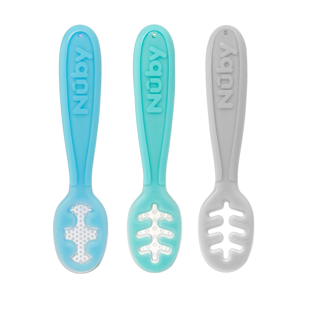 Baby's First Spoons | Aqua, Grey, & Blue (WI0Q)