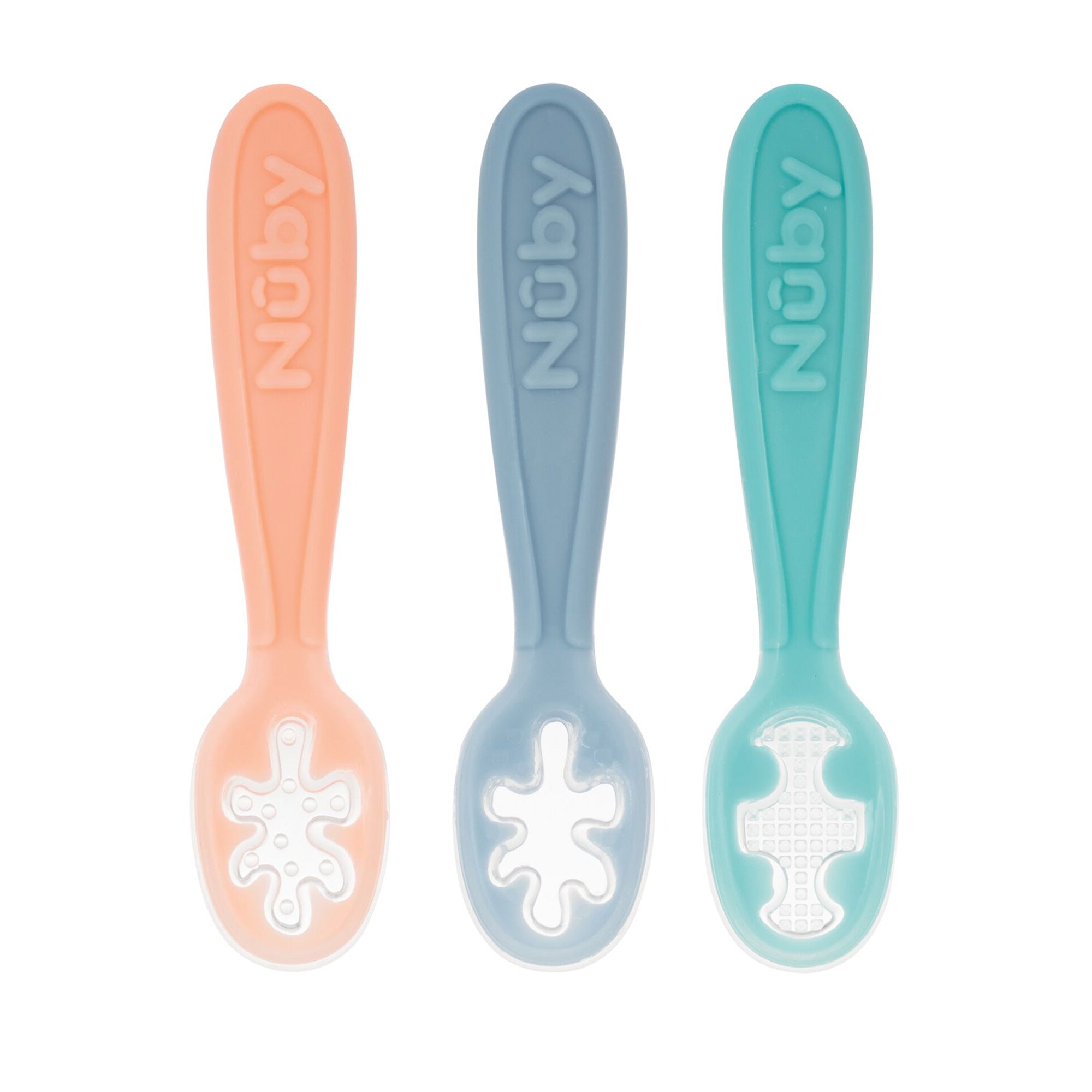 Baby's First Spoons | Aqua, Peach, & Light Blue (KIME)