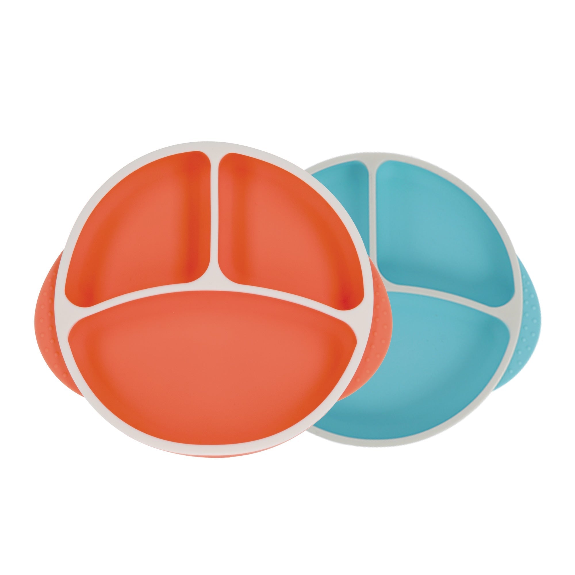 Round Silicone Suction Plate & Lid (2 Pack) | Orange / Aqua (4ZBV)