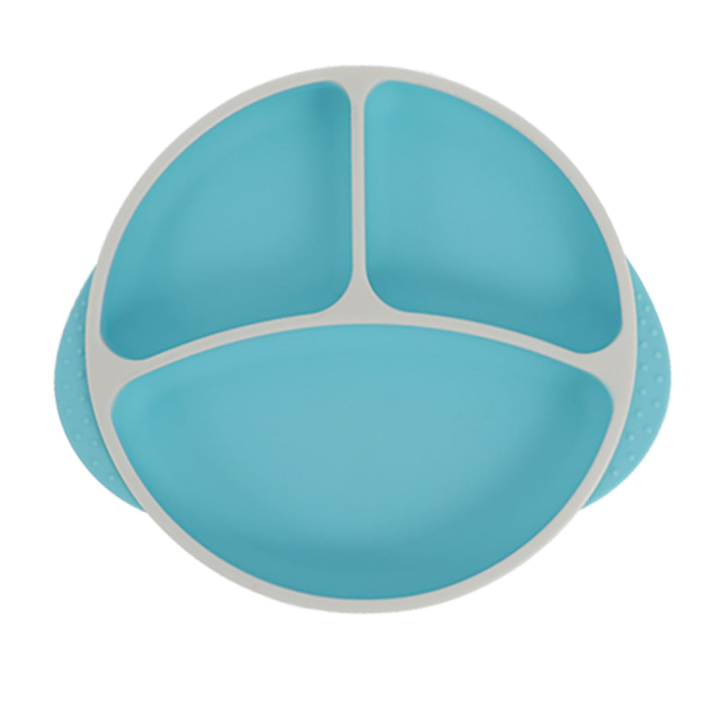 Round Silicone Suction Plate & Lid (2 Pack) | Orange / Aqua (4ZBV)