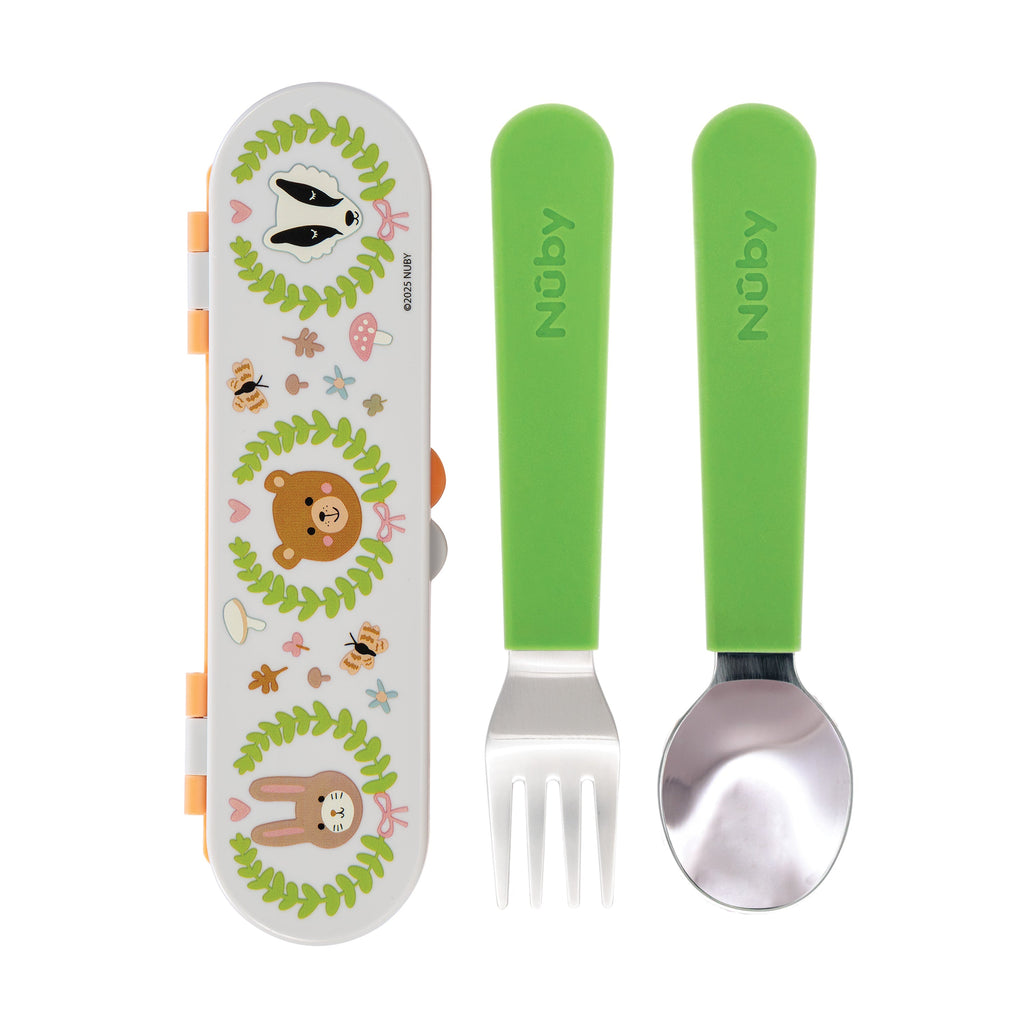 Stainless Steel Toddler Utensil Set | Forest Animals (KUR6)