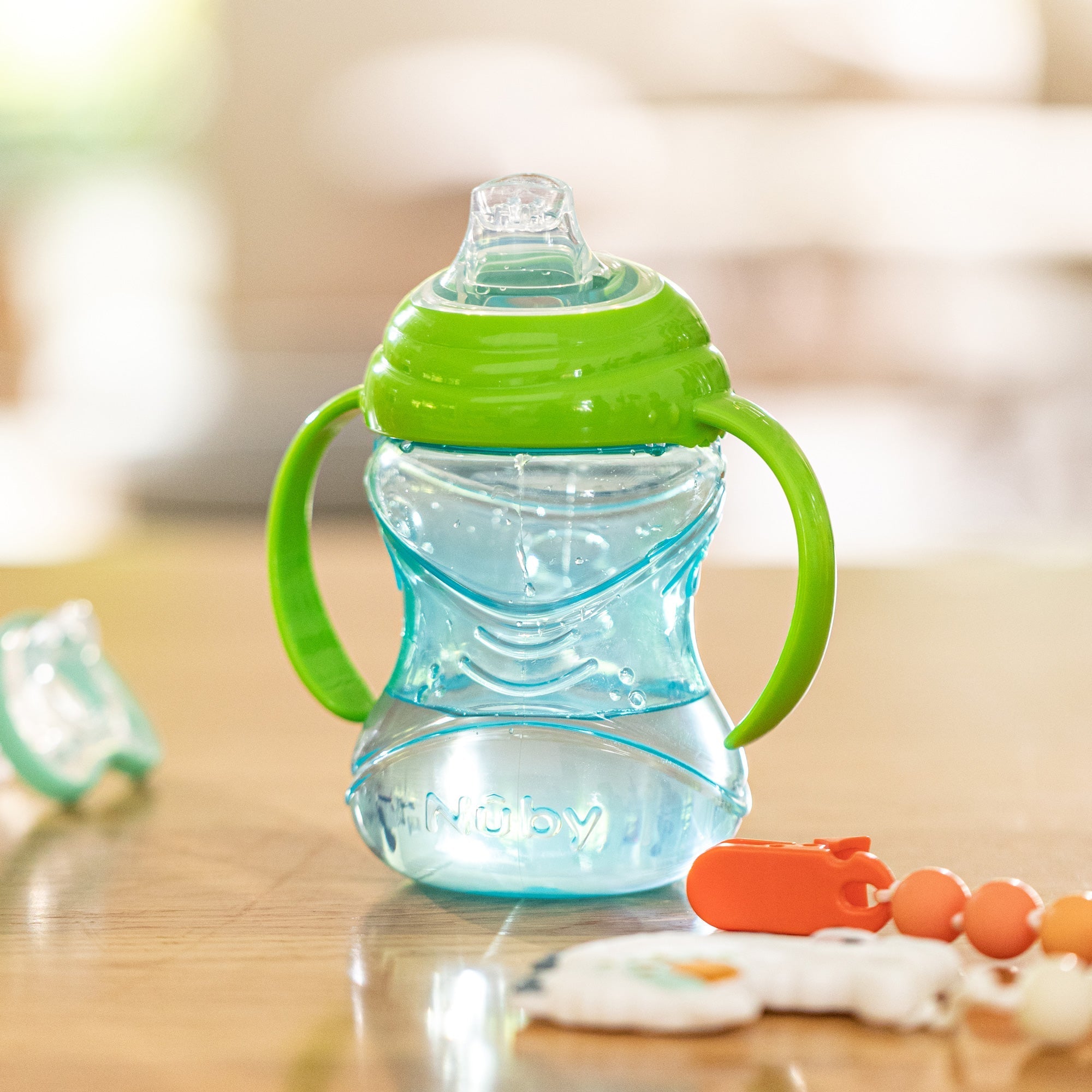 Clik-It Soft Spout Grip N' Sip Trainer Cup (2 Pack) | Blue/Green (ANVN)