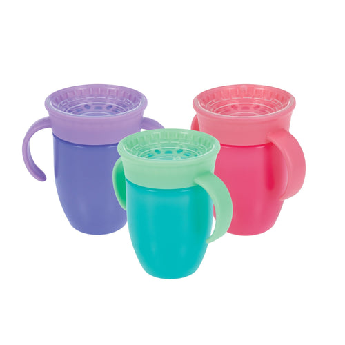 360 Wonder Cup with Handles (3 Pack - 7 oz) | Purple/Pink/Aqua (DBBU)