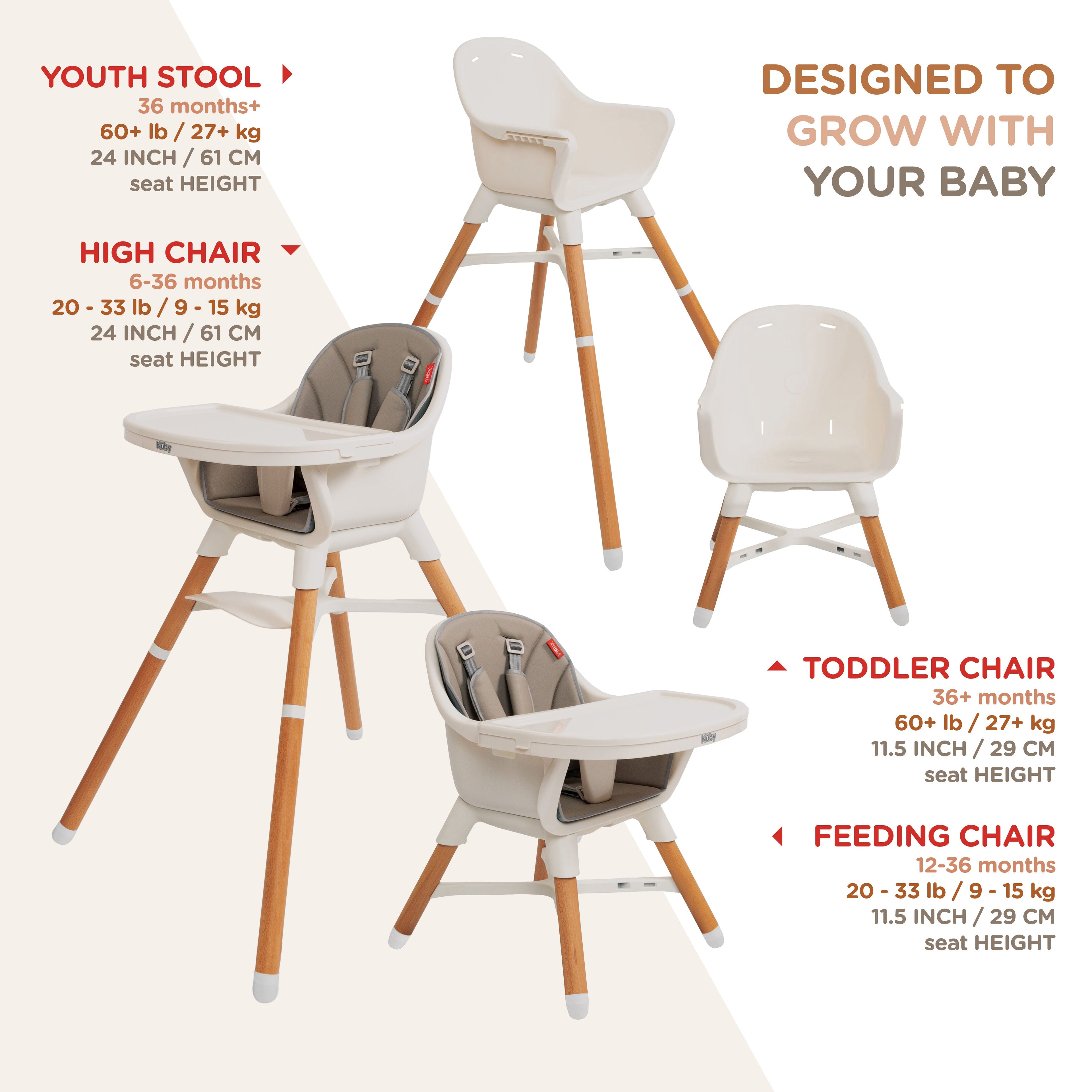 4-in-1 Multi-Use High Chair | Dark Beige (FTED)
