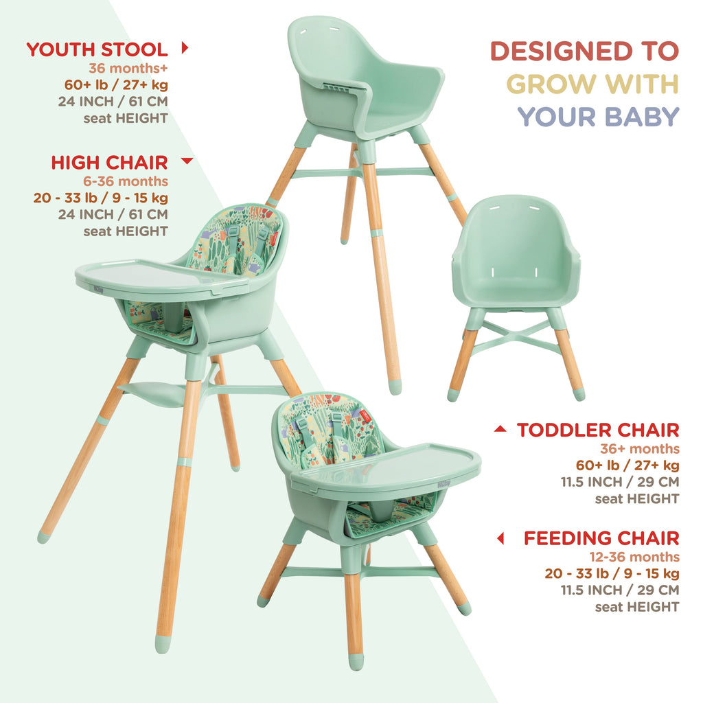 4-in-1 Multi-Use High Chair | Green Garden (02XQ)