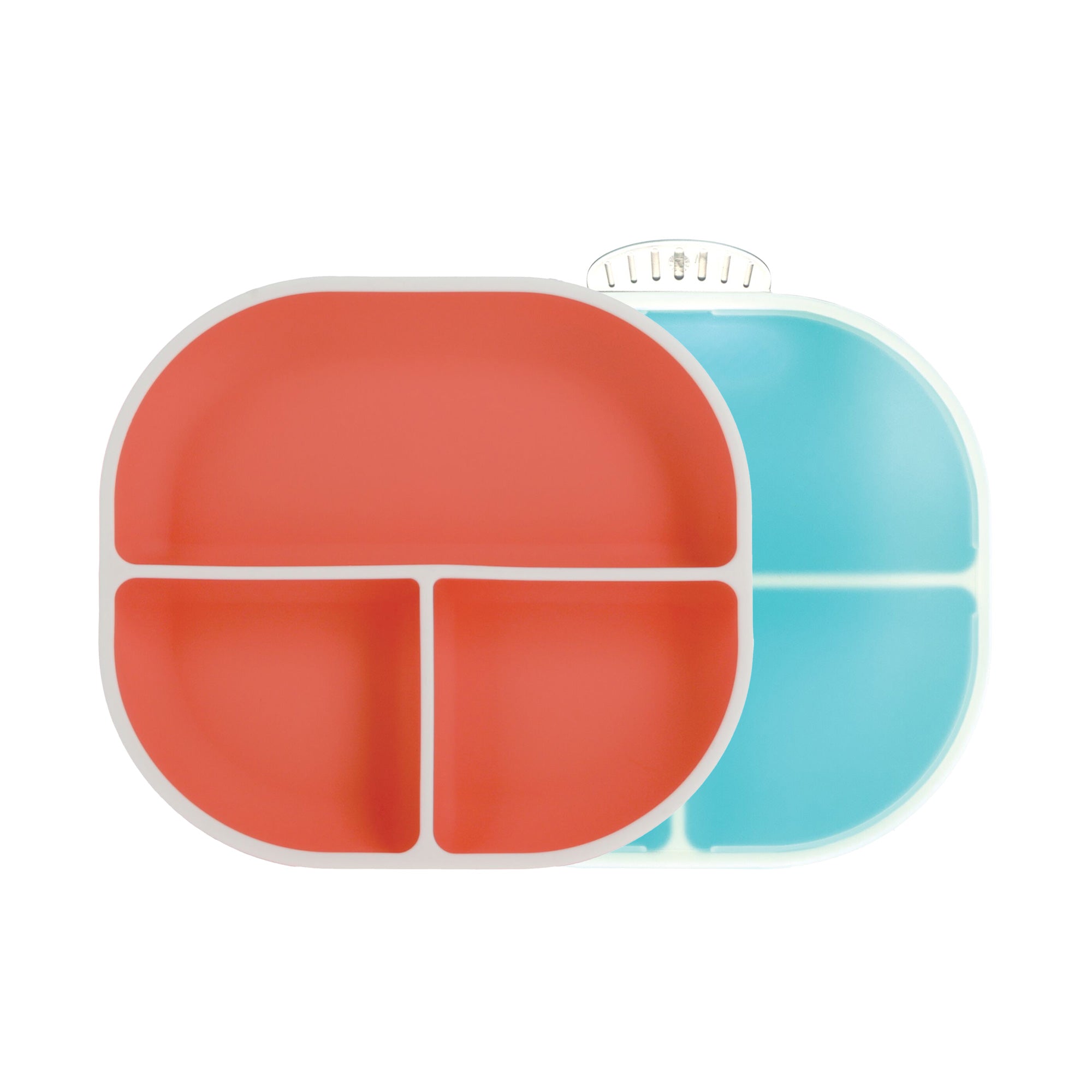 Rectangular Silicone Suction Plate (2 Pack) | Coral / Aqua (CXJN)