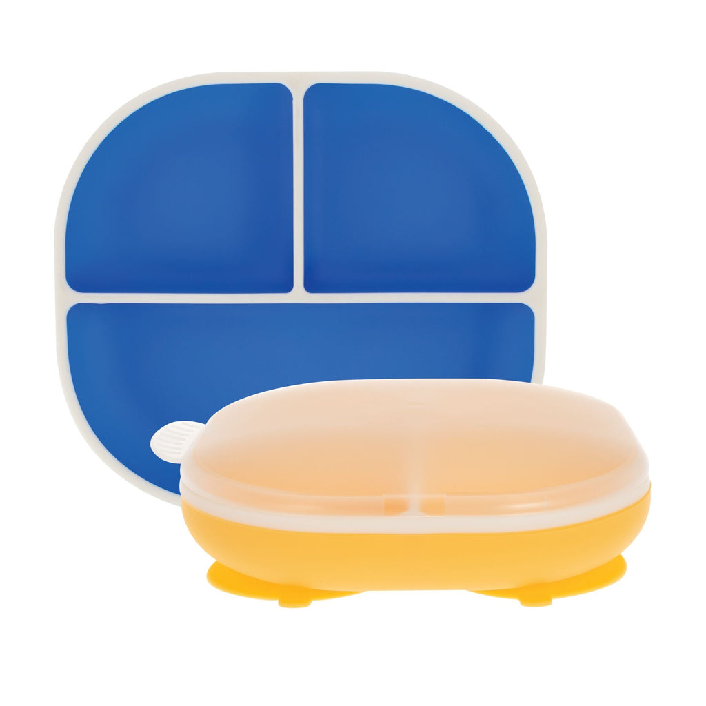 Rectangular Silicone Suction Plate (2 Pack) | Yellow / Blue (L1FA)