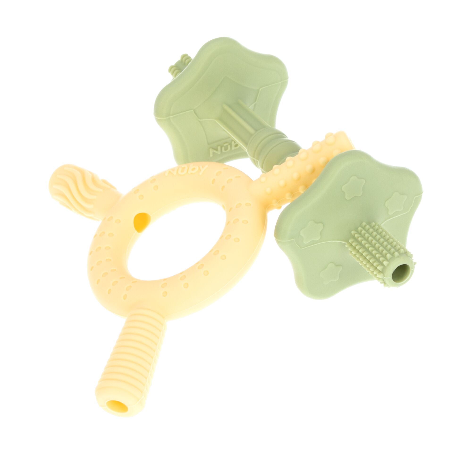 Hollow Sensory Tube Teethers | Green/Yellow (3Q00)