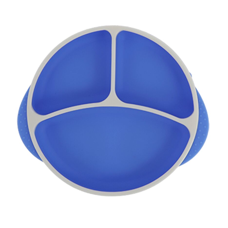 Round Silicone Suction Plate & Lid (2 Pack) | Blue / Yellow (V2ZC)